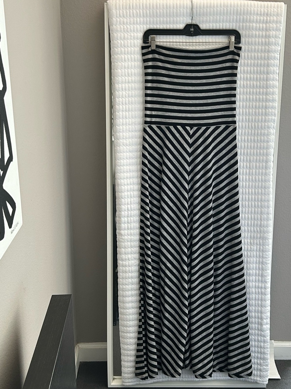 7 For All Mankind Black and Gray Striped Maxi Dress/Skirt